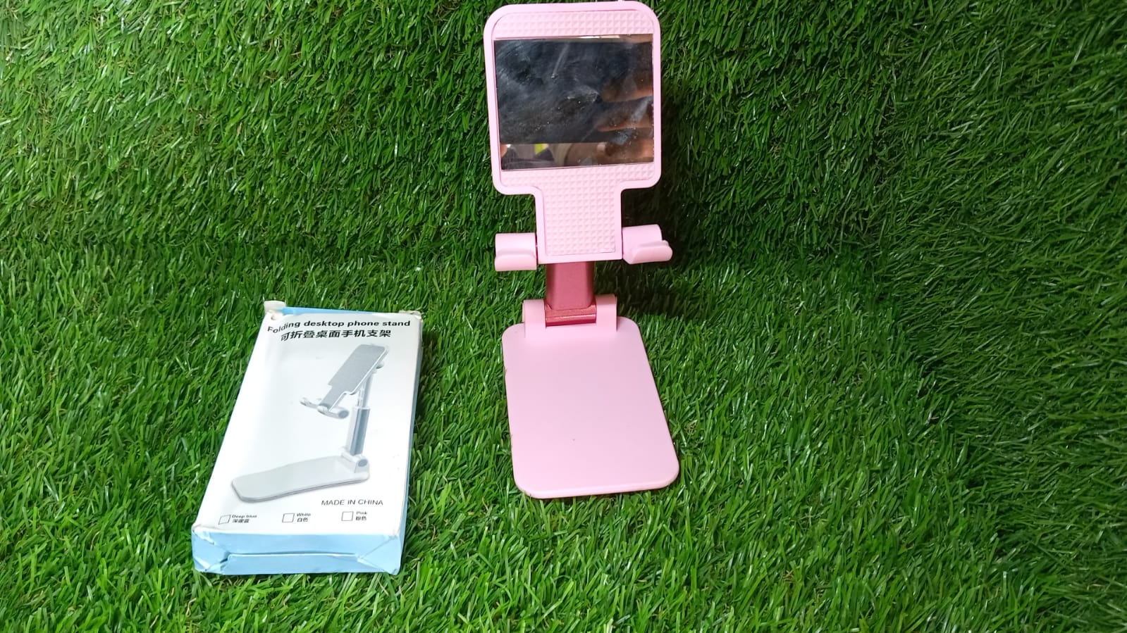 6636 Desktop Cell Phone Stand Phone Holder with mirror Full 3-Way Adjustable Phone Stand for Desk Height + Angles Perfect As Desk Organizers and Accessories. DeoDap 6636 Desktop Cell Phone Stand Phone Holder with mirror Full 3-Way Adjustable Phone Stand for Desk Height + Angles Perfect As Desk Organizers and Accessories. DeoDap